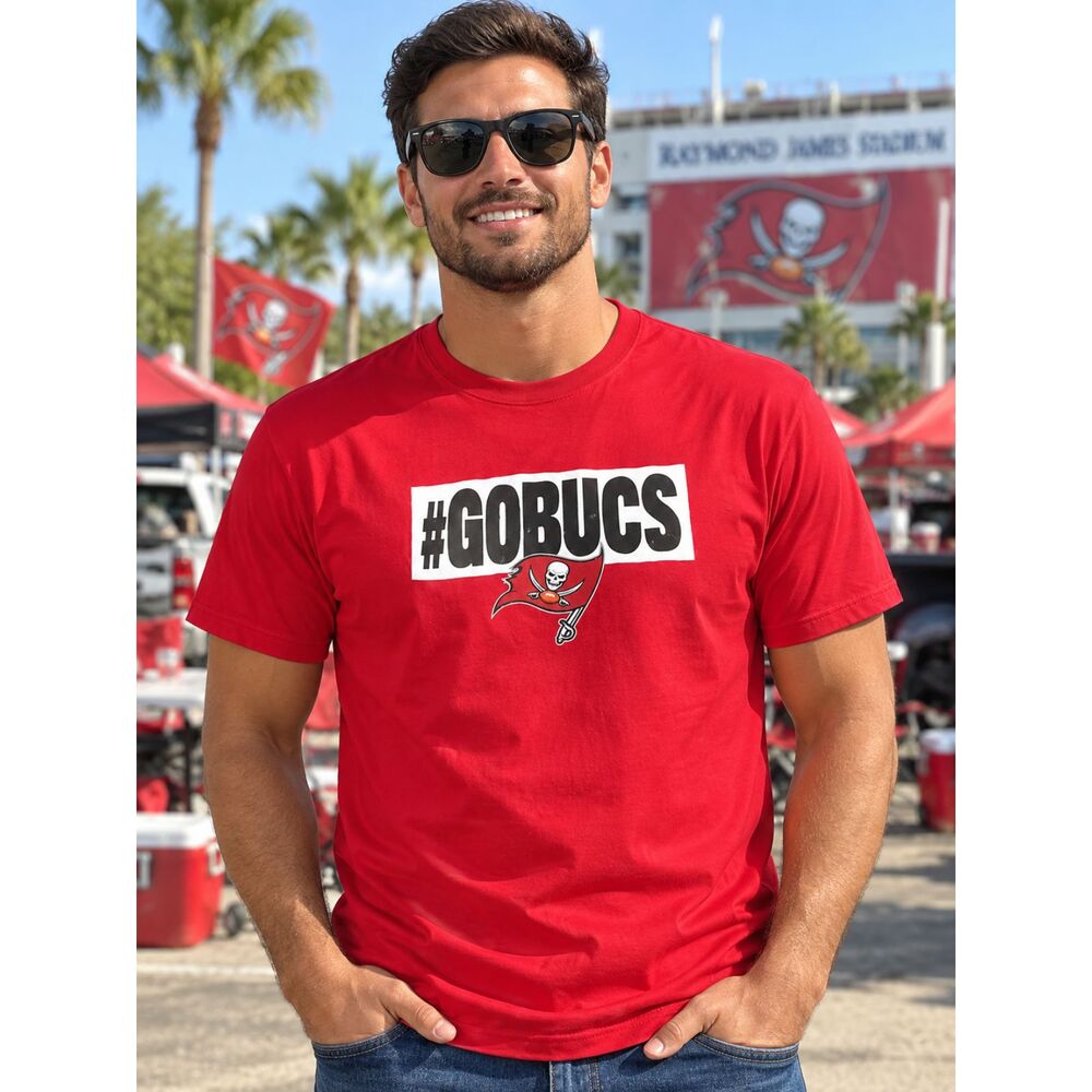 NFL Tampa Bay Buccaneers Men's T-Shirt Go Bucs Publix Promo Short Sleeve Red XL